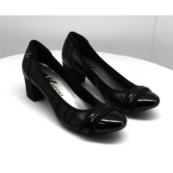 Anne Klein Women's Guardian Leather Black Multi Ankle-High Leather Pump